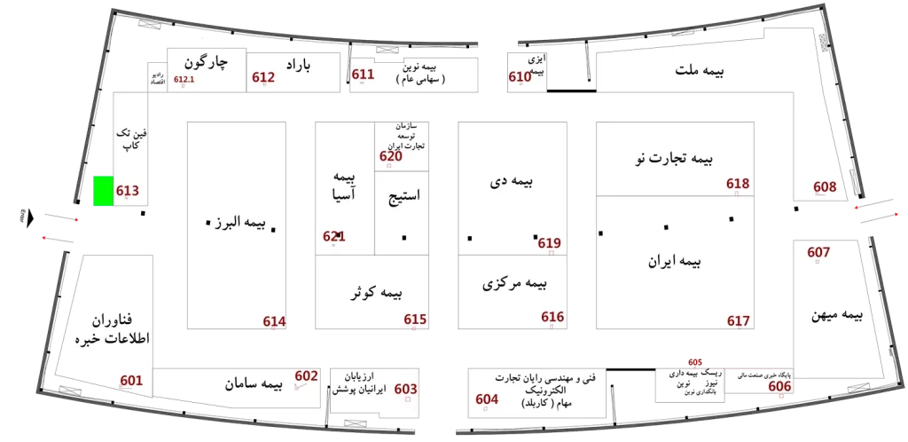 نقشه سالن 6 - شانزدهمین نمایشگاه صنعت مالی 1403