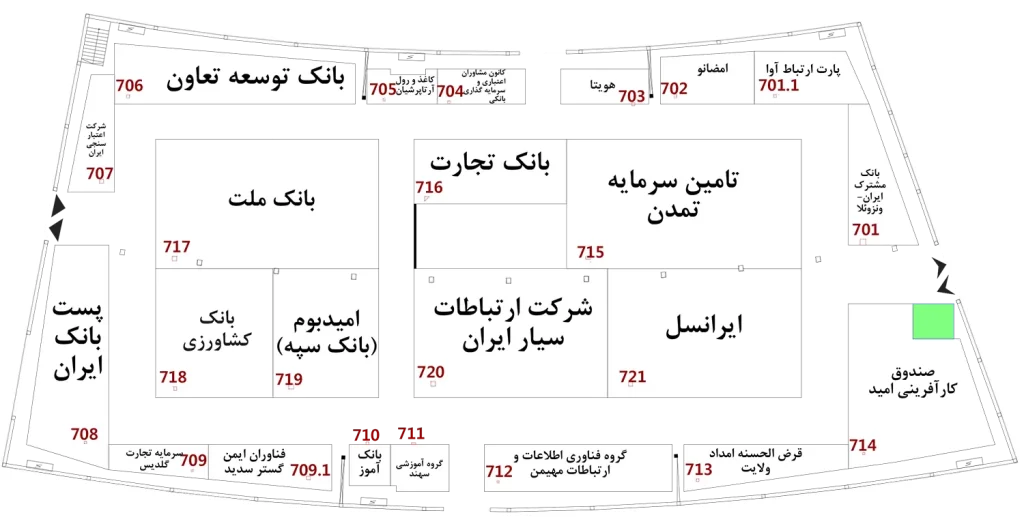 نقشه سالن 7 - شانزدهمین نمایشگاه صنعت مالی 1403
